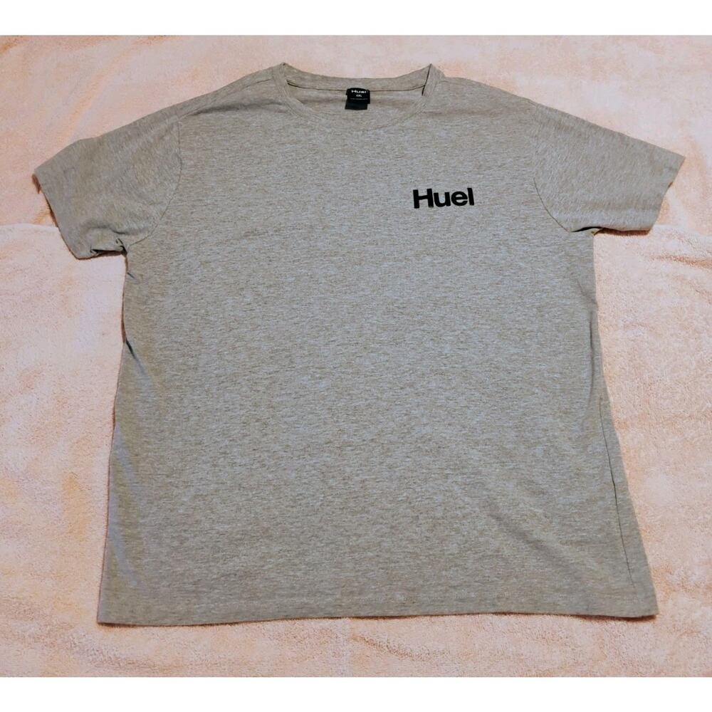 Mens HUEL Gray 2XL Short Sleeve Crewneck T-Shirt Cotton Blend